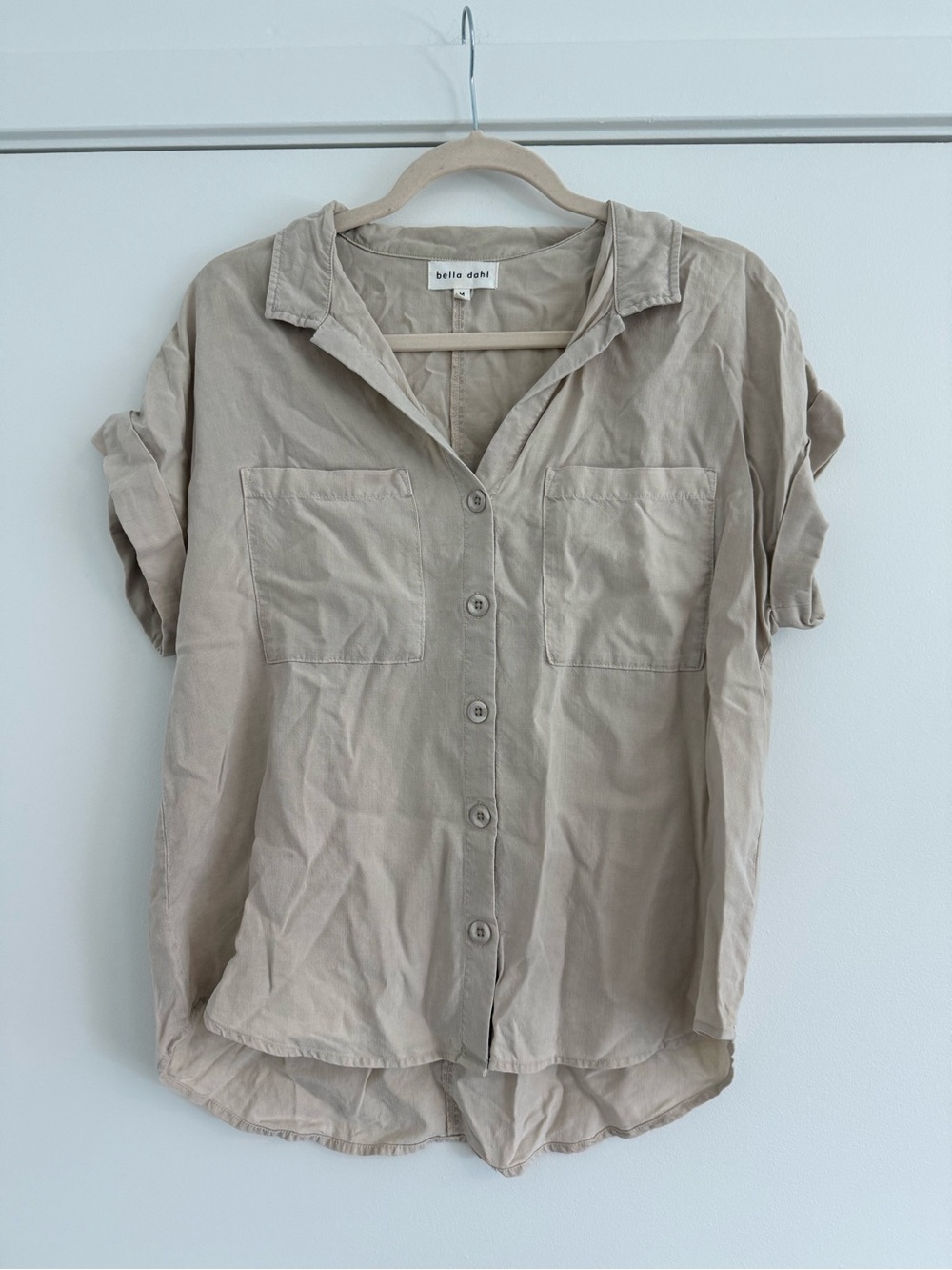 Bella Dahl Taupe Button-Down Utility Shirt